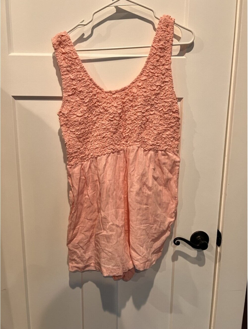 O'Neill Womens XL Pink Smocked Romper Short Sleeve Stretch Resort
